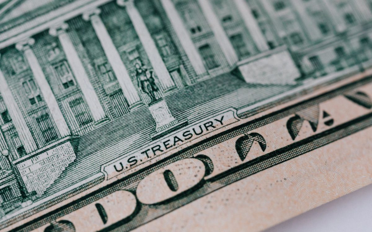 dollar banknote on white table